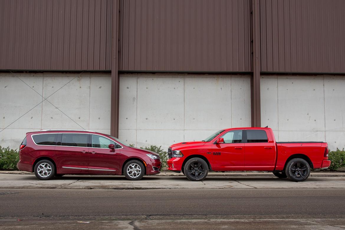 (left to right) 2017 Chrysler Pacifica, 2017 Ram 1500